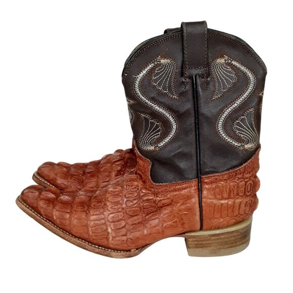 Premier Kids Western Cowboy Boot Tall Riding Crocodile Leather Youth 7 Red Rodeo - Picture 2 of 11